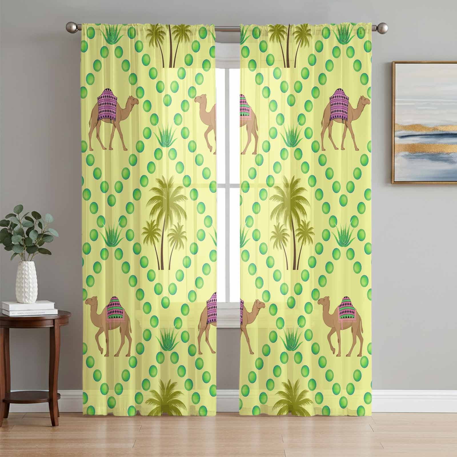 Desert Sand Camels Sheer Curtains 72 Inch Length 2 Panels Set for ...