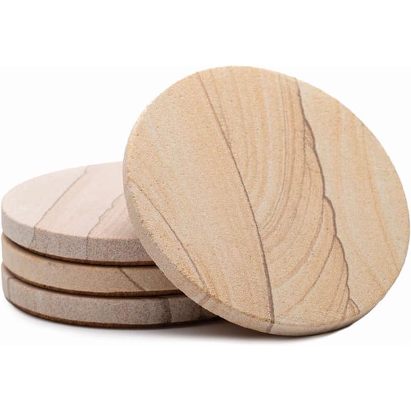 Desert Sand Coaster, Multicolor All Natural Sandstone - Durable Stone with Varying Patterns, Every Coaster Is An Original 4 inch round