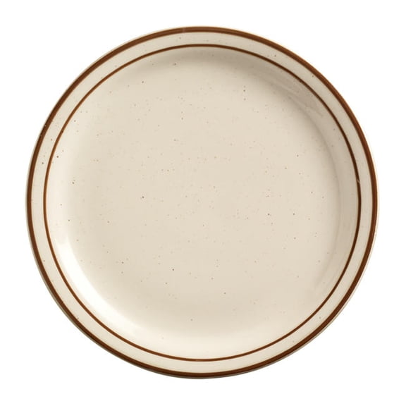 Desert Sand Plate Cream White with Brown Bands and Speckles 9" cs 2 dz
