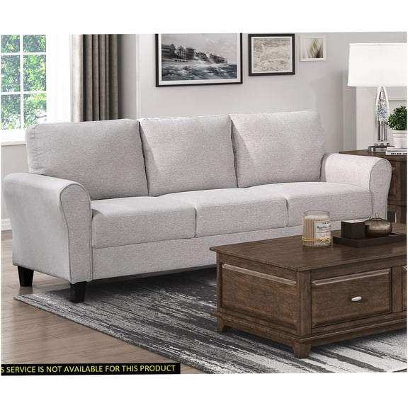 Desert Sand Textured Fabric Sofa, Modern Transitional 1-Piece Living Room Couch with Attached Cushions