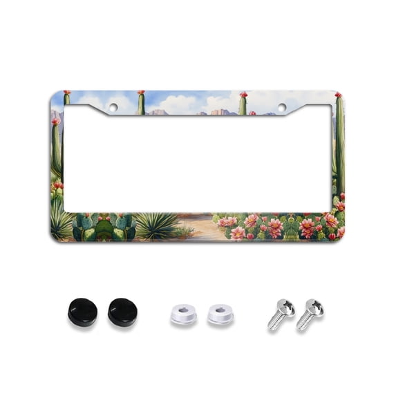 Desert Scenery 1 License Plate Frames for Women Men Car Plate Holder Cover Metal Tag Aluminum Car Accessories Front Rear Plate Decor