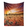 thumbnail image 1 of Desert Soft Flannel Fleece Blanket, Sunset over Central Australian Landscape Dreamy Dramatic Sky Scenic Nature, Cozy Plush for Indoor and Outdoor Use, 70" x 90", Orange Yellow Coral, by Ambesonne, 1 of 6