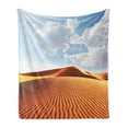 thumbnail image 1 of Desert Soft Flannel Fleece Throw Blanket, Idyllic Landscape with Dunes Sunny Sky Clouds Tranquility Solitude, Cozy Plush for Indoor and Outdoor Use, 50" x 60", Orange Yellow Pale Blue, by Ambesonne, 1 of 6