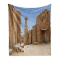 thumbnail image 1 of Desert Soft Flannel Fleece Throw Blanket, Sarai Batu Reconstruction of Capital City of Golden Horde Russia, Cozy Plush for Indoor and Outdoor Use, 50" x 60", Pale Brown Pale Blue, by Ambesonne, 1 of 5