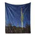 thumbnail image 1 of Desert Soft Flannel Fleece Throw Blanket, Sonoran Desert and Saguaro Cactus at Night, Cozy Plush for Indoor and Outdoor Use, 50" x 70", Dark Sky Blue Taupe, by Ambesonne, 1 of 5