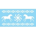 thumbnail image 1 of Desert Southwest Horse Stencil Running Sunburst Aztec Border Design DIY Signs 6"x12", 1 of 7