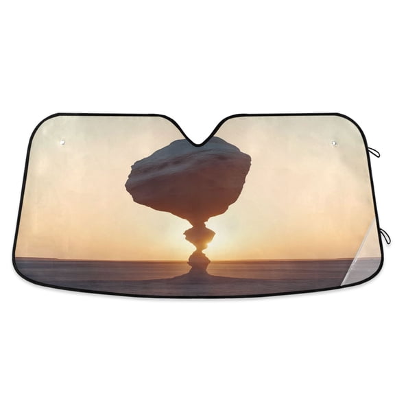 Desert Stone Landscape Car Windshield Sun Shade Foldable Car Front Window Visor Heat and UV Protection 53x23.5