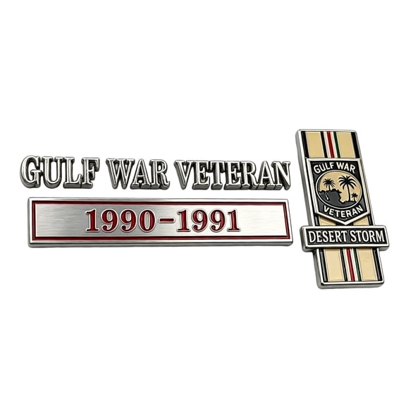 Desert Storm 19901991 Veteran Metal Car Emblem, Chrome 3D Military Sticker Perfect Veterans Day Gift