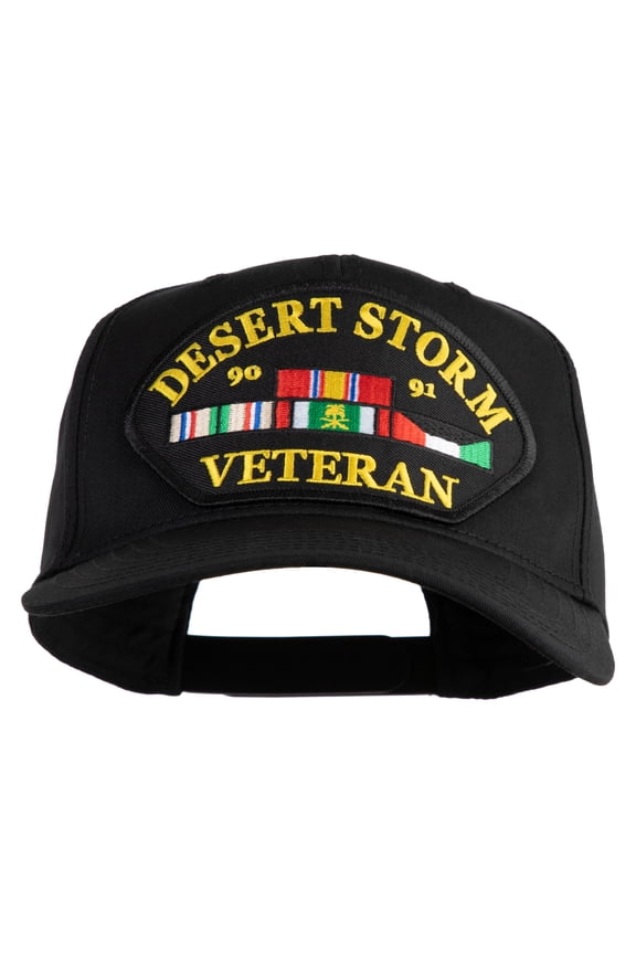 Desert Storm 90-91 Veteran Patched Solid Cotton Twill 5 Panel Prostyle Snap Cap - Black OSFM