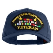 Desert Storm Iraqi Freedom Veteran Patched Solid Cotton Twill 5 panel Mesh Back Cap - Navy OSFM