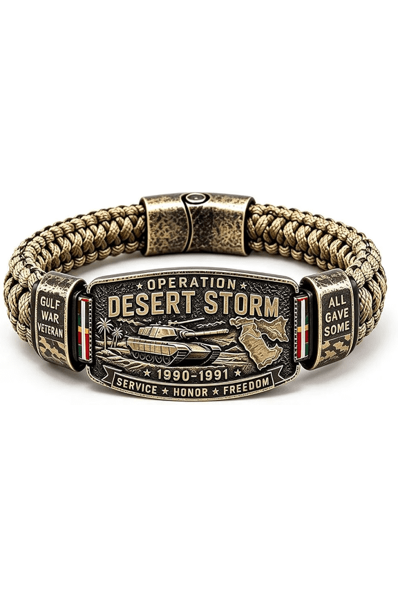 Desert Storm Veteran Bracelet, Gulf War Paracord Bracelet, Military Commemorative Wristband for Army Navy Marines, Patriotic Keepsake (1PC)
