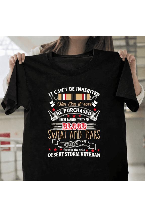 Desert Storm Veteran Military Service Gift Patriotic Soldier Unisex T-Shirt, for men & women, up to size 5XL.