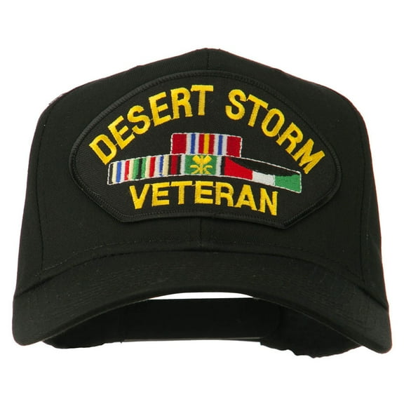 Desert Storm Veteran Patched Cotton Twill Cap - Black OSFM