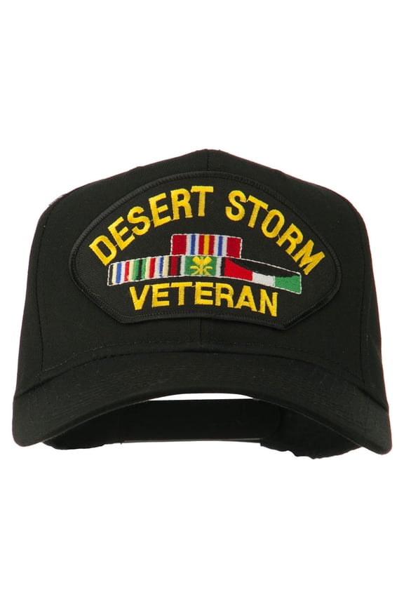 Desert Storm Veteran Patched Cotton Twill Cap - Black OSFM