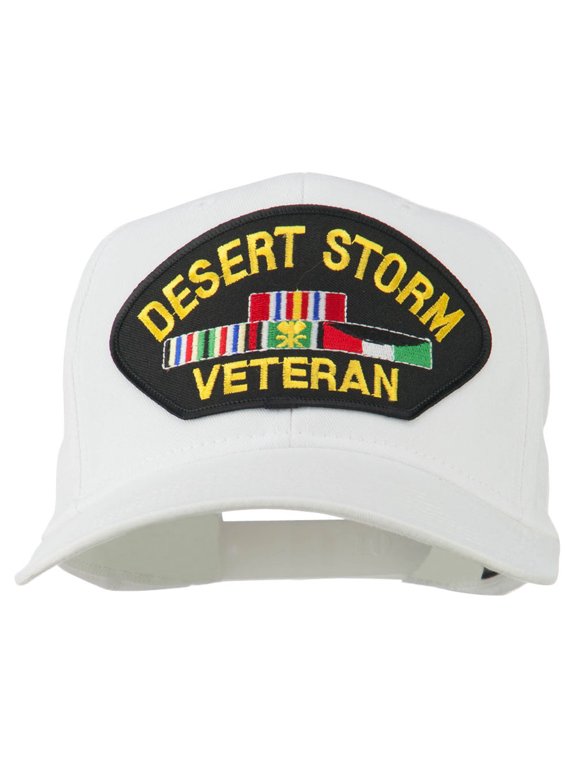 Desert Storm Veteran Patched Cotton Twill Cap - White OSFM