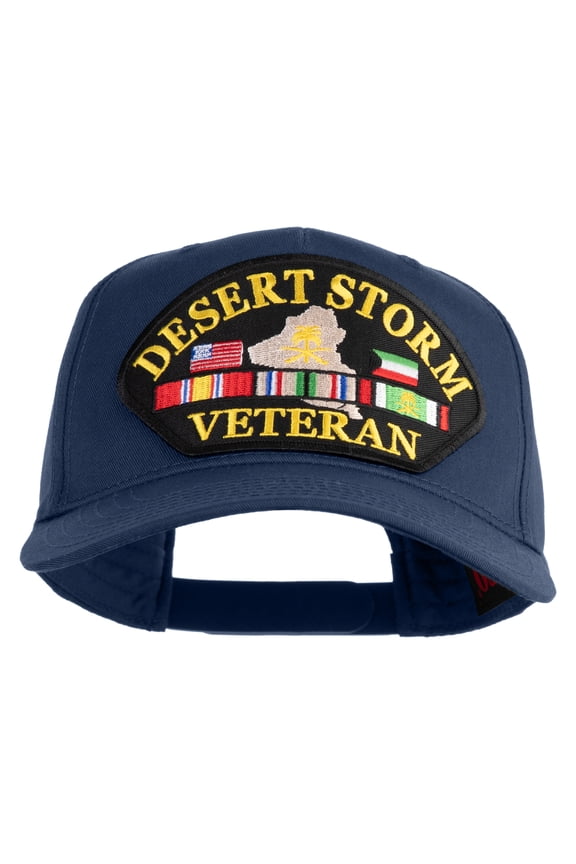 Desert Storm Veteran Patched Solid Cotton Twill 5 Panel Prostyle Snap Cap - Navy OSFM