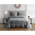 thumbnail image 1 of Desert Stripe Dark Grey 3-Piece Soft Matelasse Jacquard Cotton Blend Quilt Set - King, 1 of 5