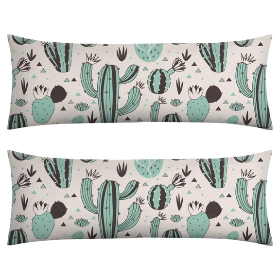 Desert Style Body Pillow Cover 20x54 - Full-Length Support Pillowcase with Invisible Zipper, Southwestern Cactus Art - Soft & Machine Washable for Home