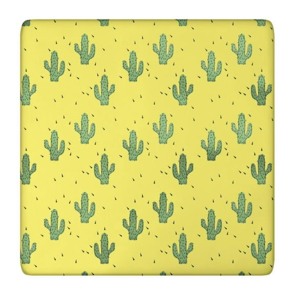 Desert Style Fitted Table Cover - Retro Cactus & Succulent Design, Watercolor Print Elastic Tablecloth for Kitchen, RV, Camping (36x36 in)