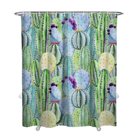 Desert Style Shower Curtain - Waterproof Cactus Art Bath Drapes, Quick-Dry Polyester Fabric, Rust-Resistant Grommets & 12 Hooks, Elegant Southwestern Design, 72x84 Inches