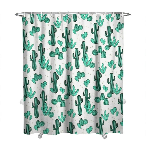 Desert Style Shower Curtain - Waterproof Cactus Art Bath Drapes, Quick-Dry Polyester Fabric, Rust-Resistant Grommets & 12 Hooks, Elegant Southwestern Design, 72x84 Inches