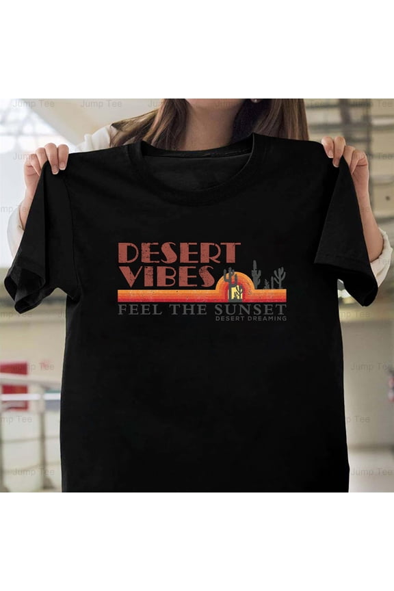 Desert Style Southwest Graphic Unisex Cactus Sunset Scene Unisex T-Shirt, up to size 5XL
