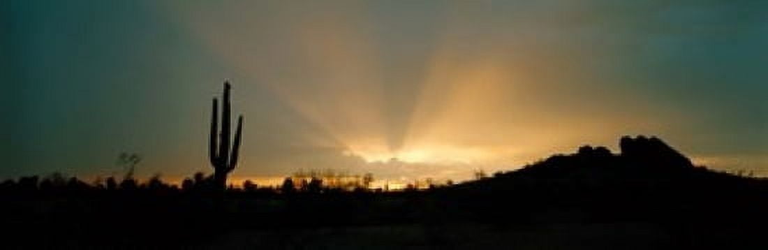 Desert Sun Beams Near Phoenix Arizona USA Canvas Art - Panoramic Images (18 x 6)