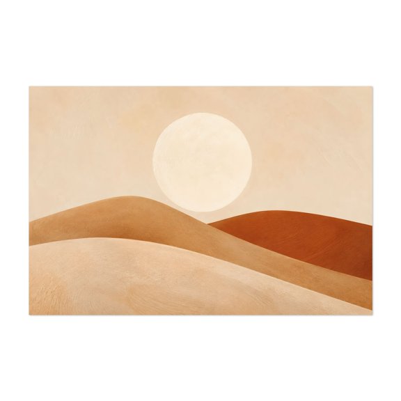 Desert Sun Dunes - Line Drawing Abstract Desert Minimalist Boho Landscape Sunset Geometric Unframed Wall Art Print 4 x 6 inches