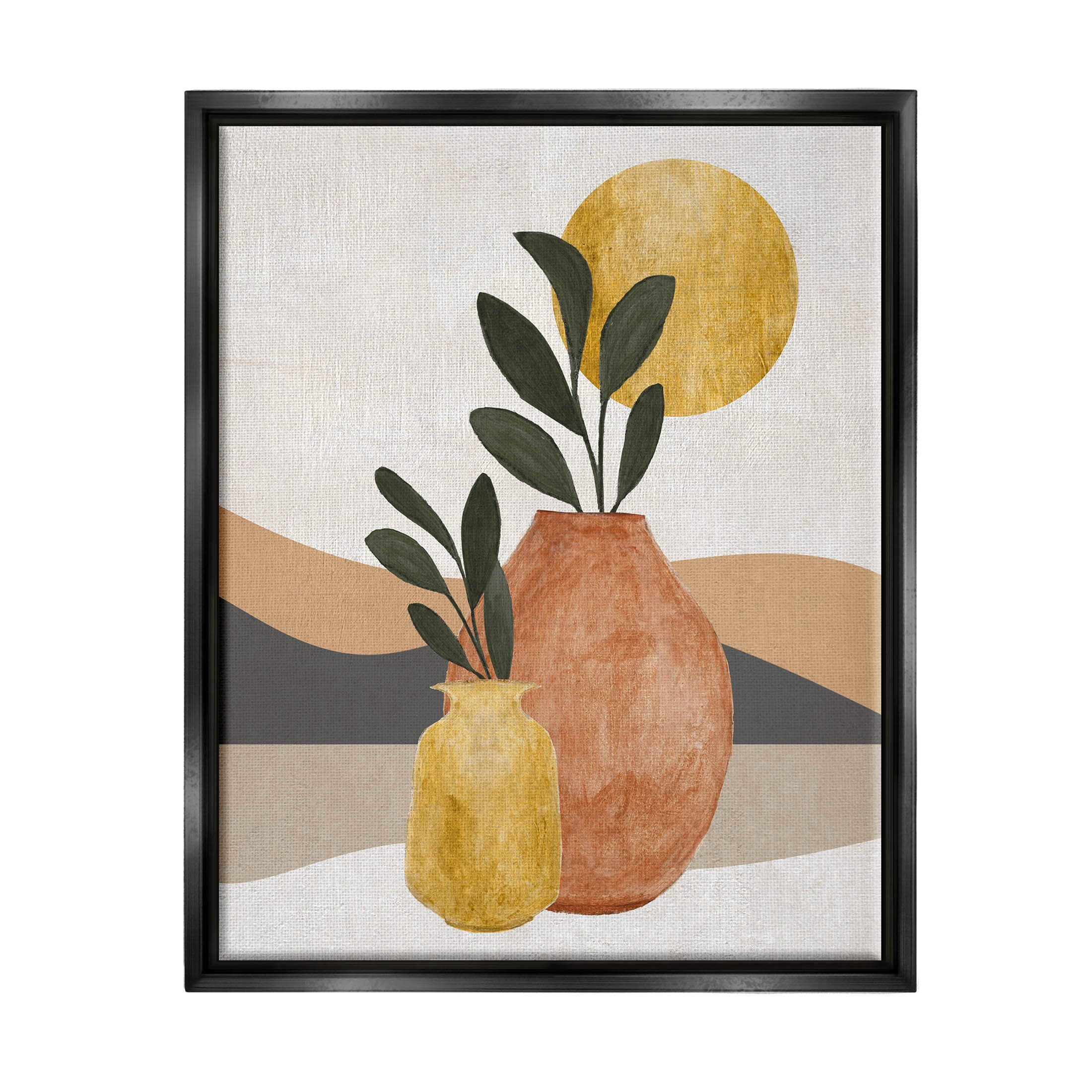 Desert Sun Geometric Botanicals Botanical & Floral Graphic Art Jet Black Framed Art Print Wall Art