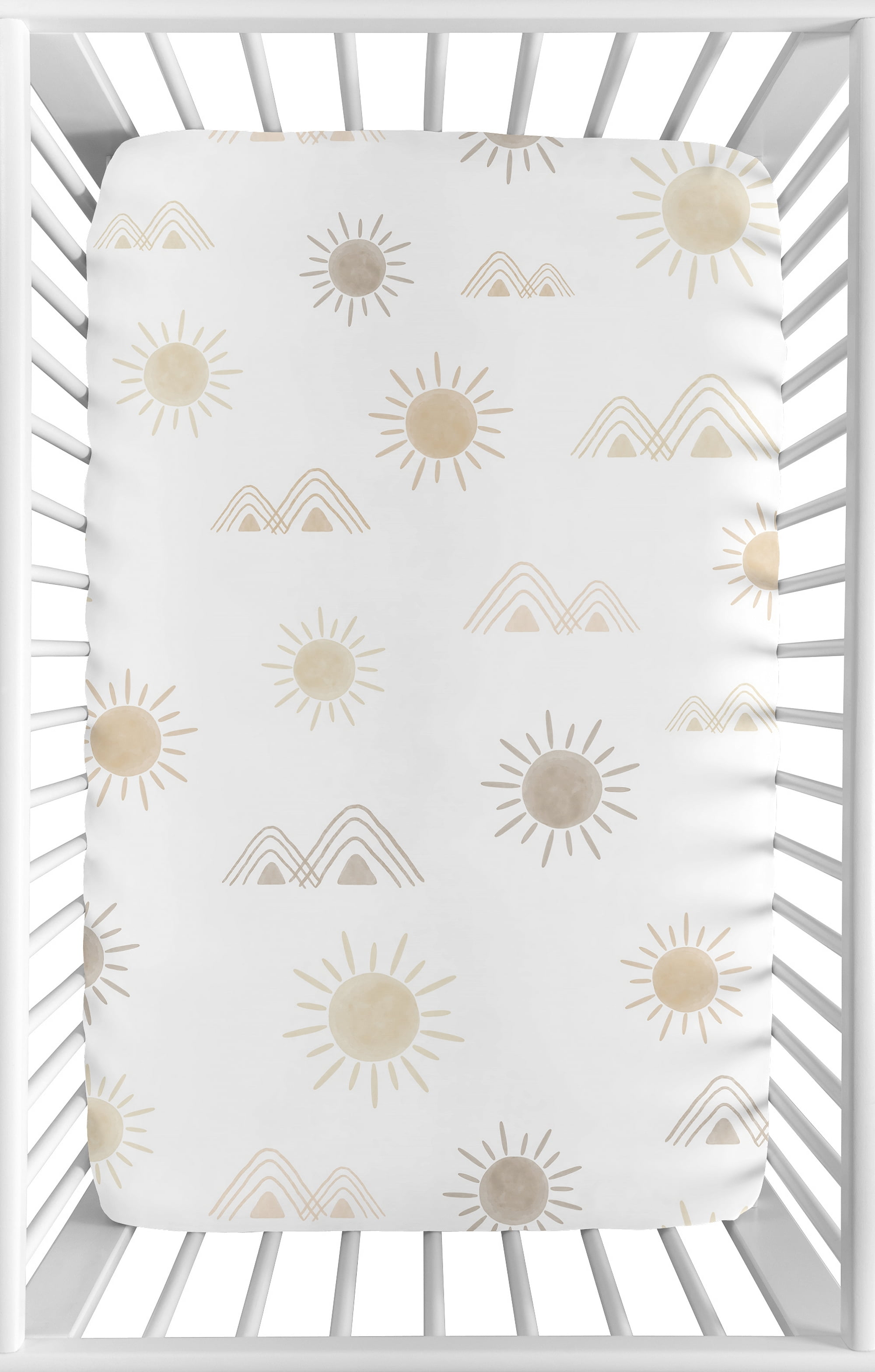 Desert Sun Taupe Mini Fitted Crib Sheet by Sweet Jojo Designs