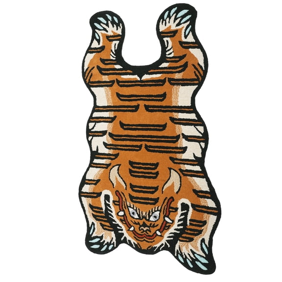 Desert-Sun Tibetan Tiger Wool Yogic Asana Mat from Mirzapur
