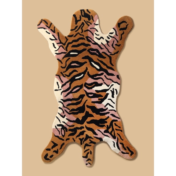 Desert-Sun Tiger Skin Handmade Tufted Yogic Asana Mat from Mirzapur