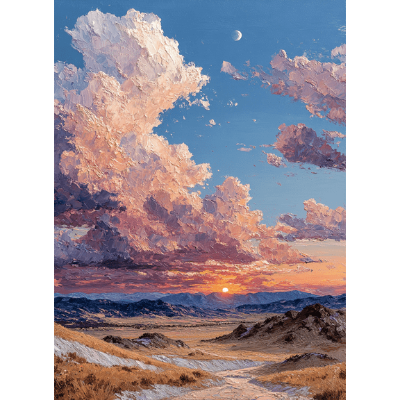 Desert Sunset Canvas Print, Stretched Landscape Canvas, Happy Sunset Art, Home Wall Decor