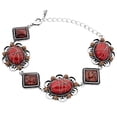 thumbnail image 1 of Vintage Bohemian Red Stone Statement Bracelet with Square and Oval Beads Jewelry Bracelet Silver Metal, 1 of 6