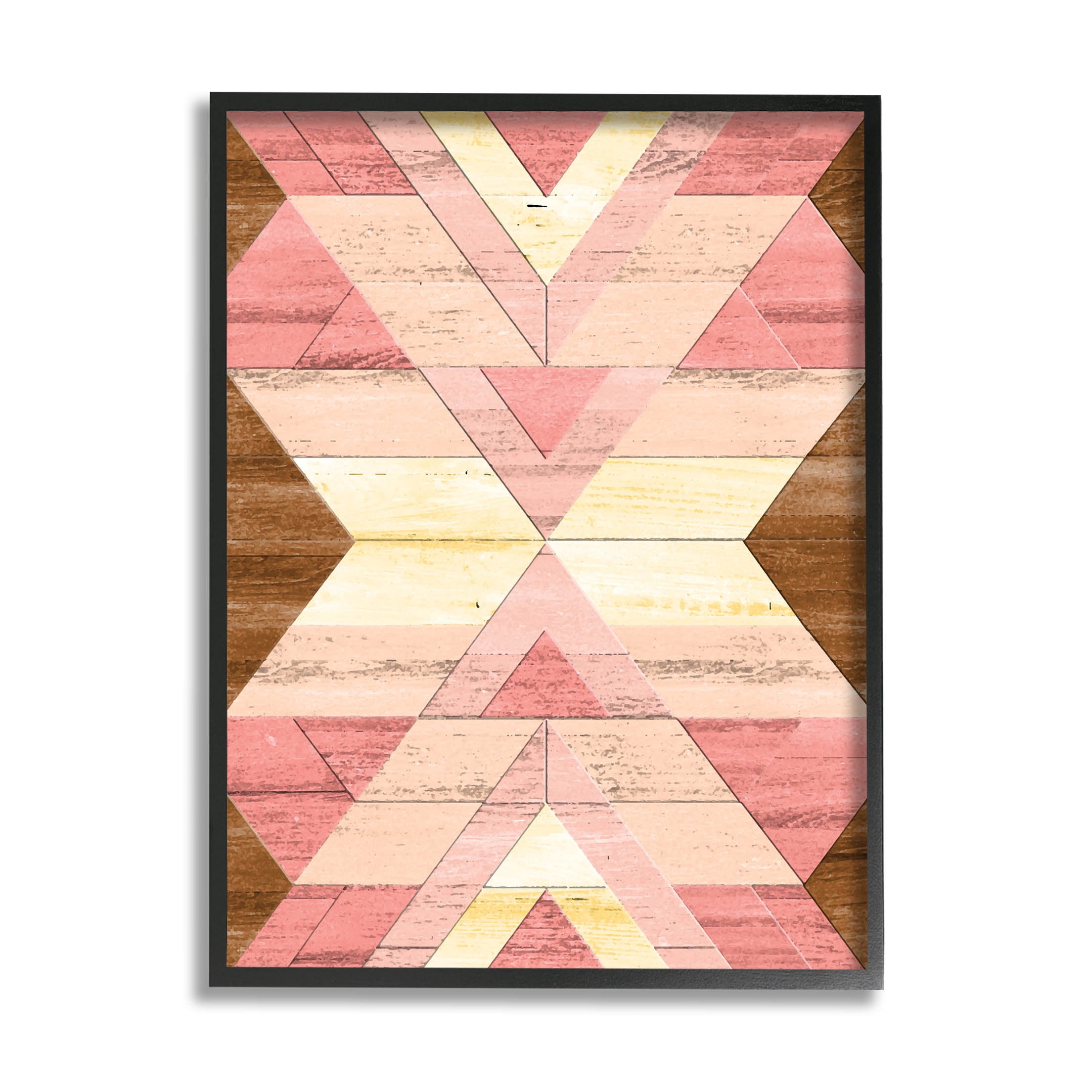 Desert Sunset Pink Shapes Abstract Graphic Art Black Framed Art Print Wall Art