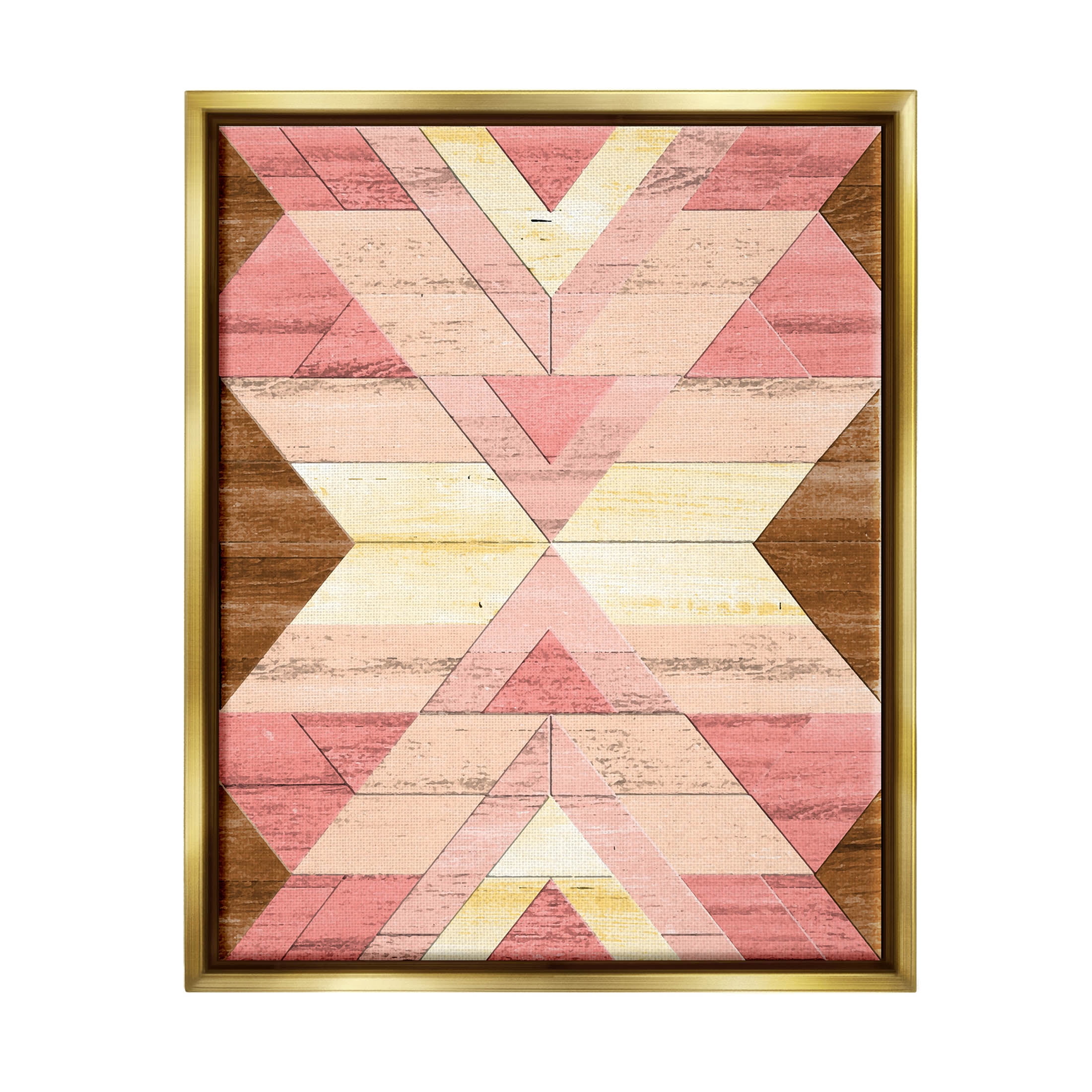 Desert Sunset Pink Shapes Abstract Graphic Art Metallic Gold Framed Art Print Wall Art