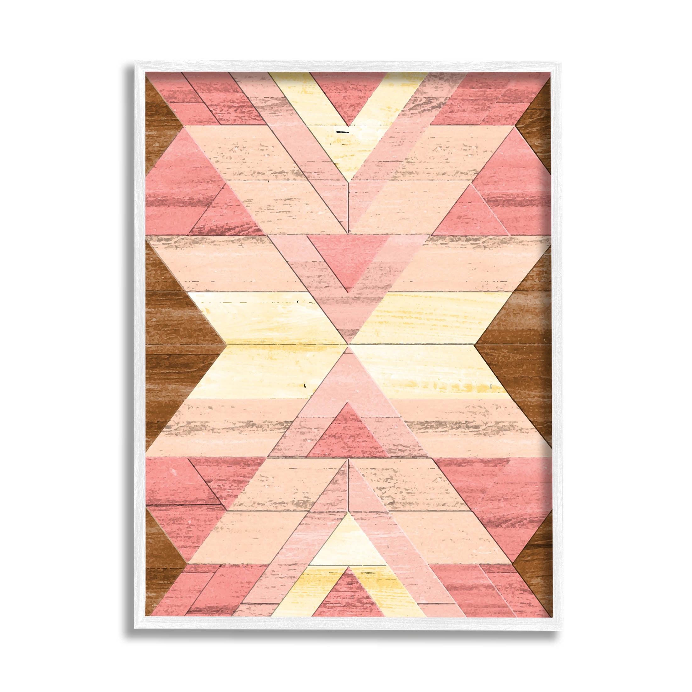 Desert Sunset Pink Shapes Abstract Graphic Art White Framed Art Print Wall Art