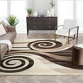 thumbnail image 1 of Desert Swirl Brown & Beige Modern Geometric Comfy Casual Spiral Hand Carved Area Rug Easy to Clean Stain Fade Resistant Contemporary Thick Soft Plush Living Dining Room Rug, 1 of 8