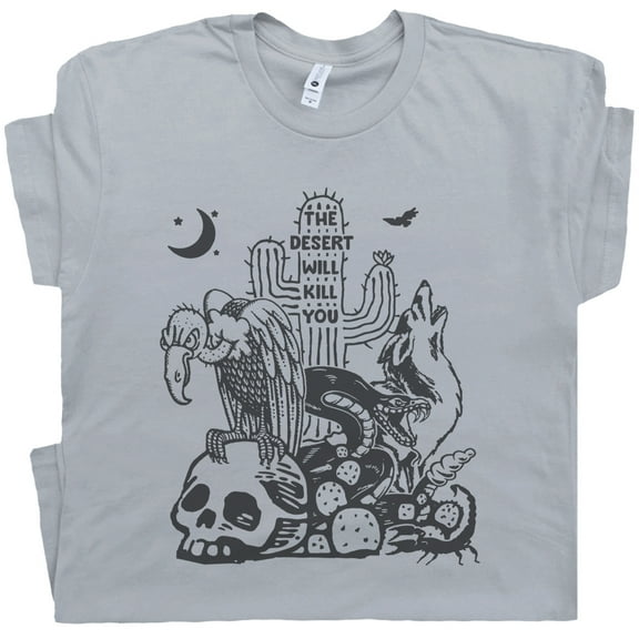 Desert Theme T Shirt Death Valley Coyote Shirts Vintage Giant Cactus for Women Men Joshua Tree Graphic National Park Coachella