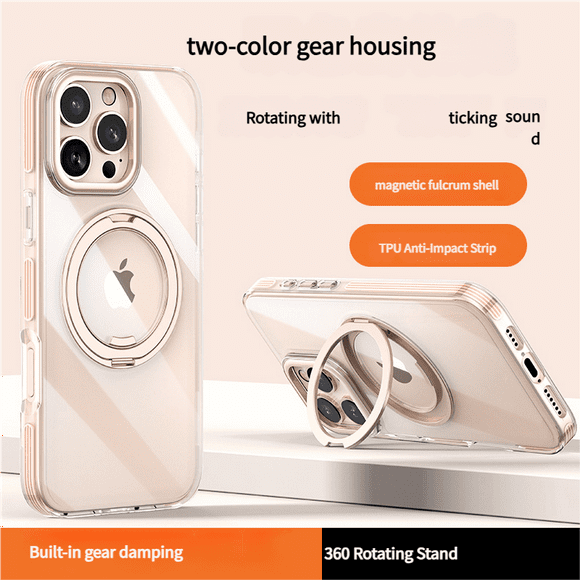 Desert Titanium for iPhone 16 Pro Max Phone Case with 360 ° Rotary Magnetic Stand [Magsafe Compatible] Polished for iPhone 16 ProMax Phone Case with Stand Ring 6.9 Inch, Rose Gold