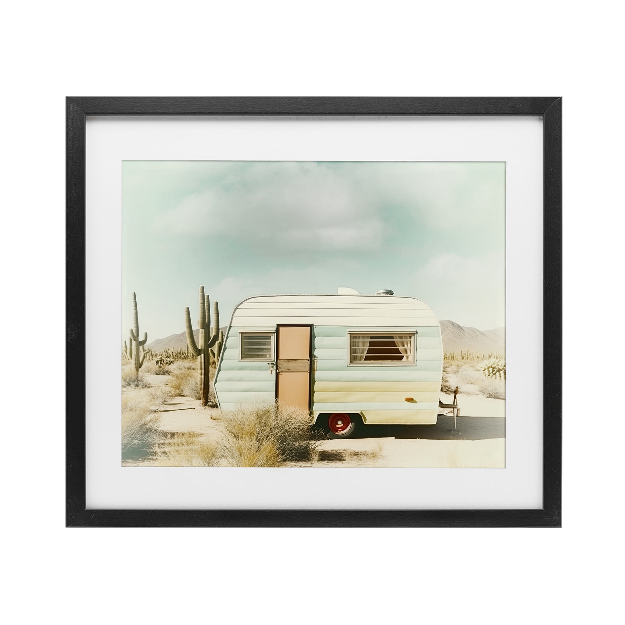 Desert Trip Vintage Black Framed Print Under Glass, design by Decent Exposures
