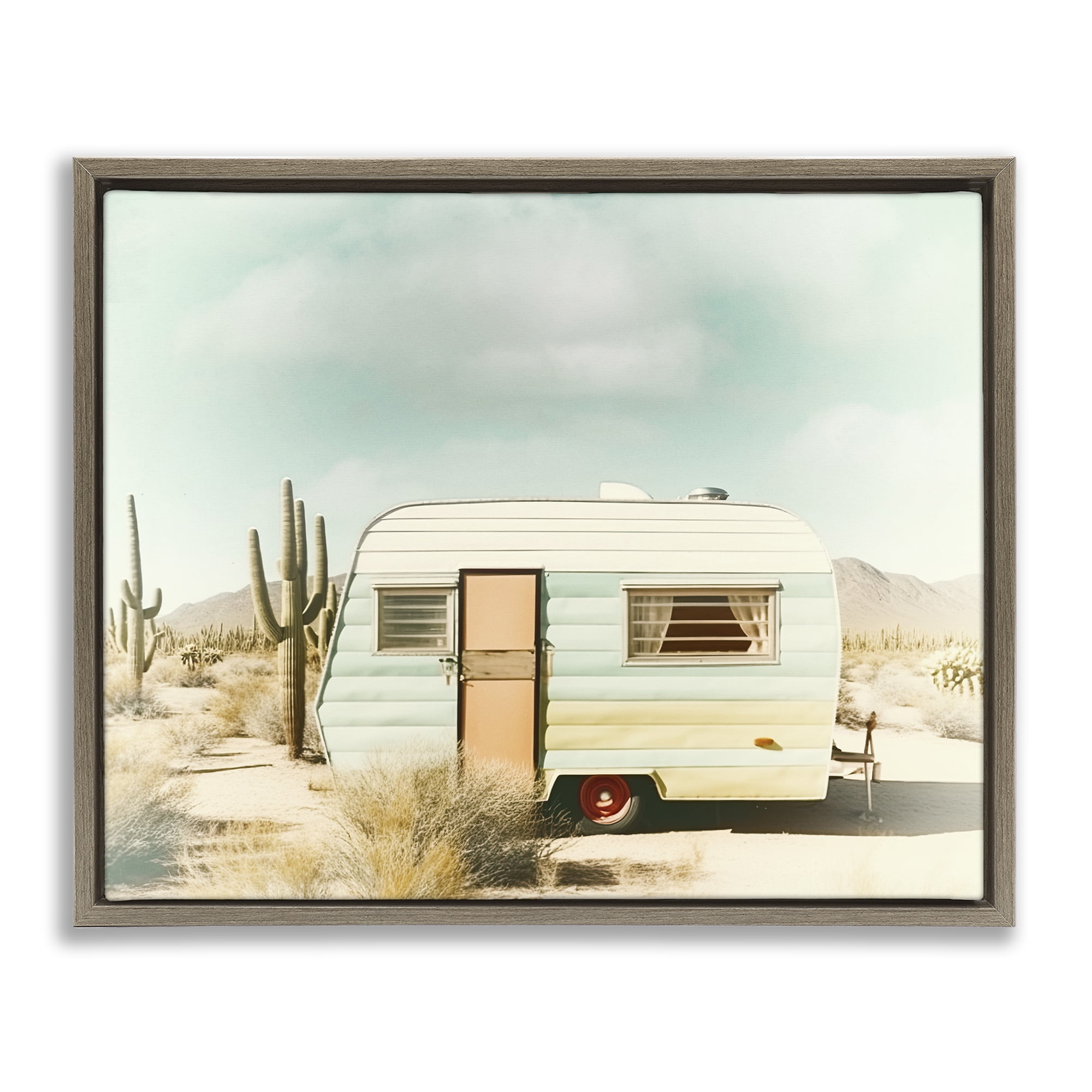 Desert Trip Vintage Brown Framed Floater Canvas Wall Art, design by Decent Exposures
