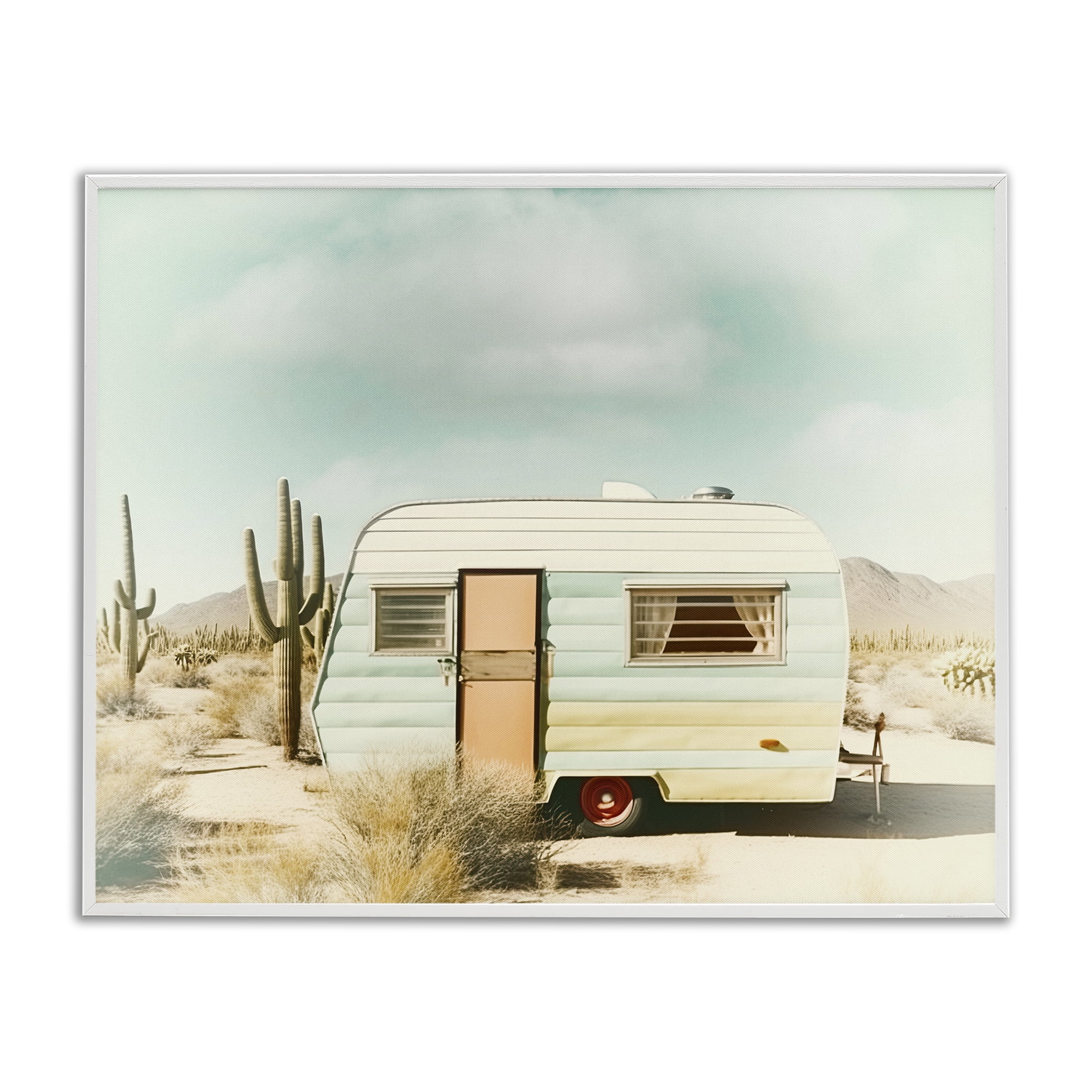 Desert Trip Vintage White Framed Giclee Art, design by Decent Exposures