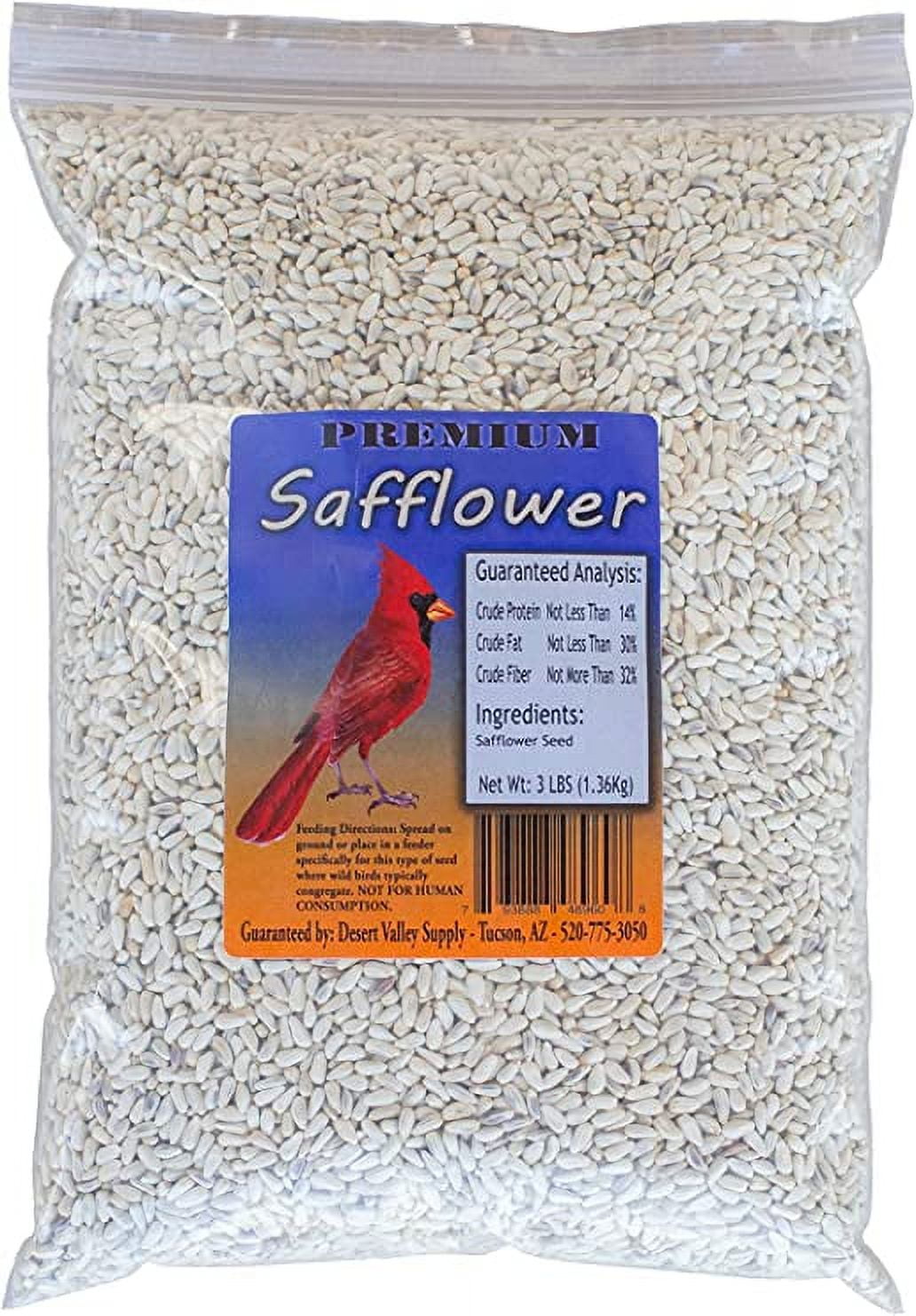 Desert Valley Premium Safflower Seeds Wild Bird Food, Cardinals, Jays