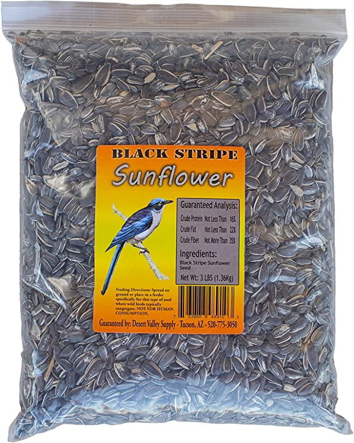 Desert Valley Supply Wild Bird Feed Striped Sunflower Seed "Bird Food," 3 lb. Bag