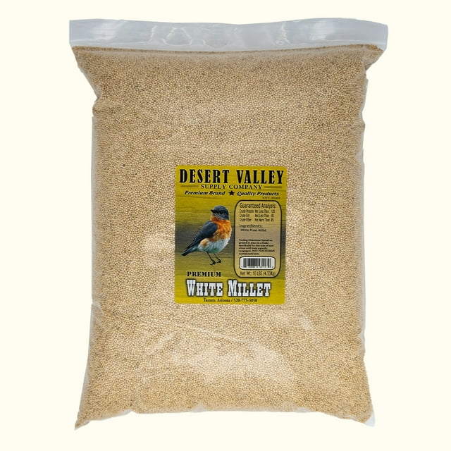 Desert Valley Natural Grains Feed Premium White Millet Proso Seeds for Wild Birds (10Pounds