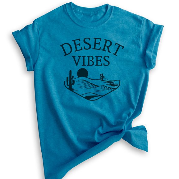 Desert Vibes Shirt, Unisex Women's Men's Shirt, Desert Shirt, Camping Shirt, Hiking Shirt, Mountain Shirt, Heather Blue, 3X-Large
