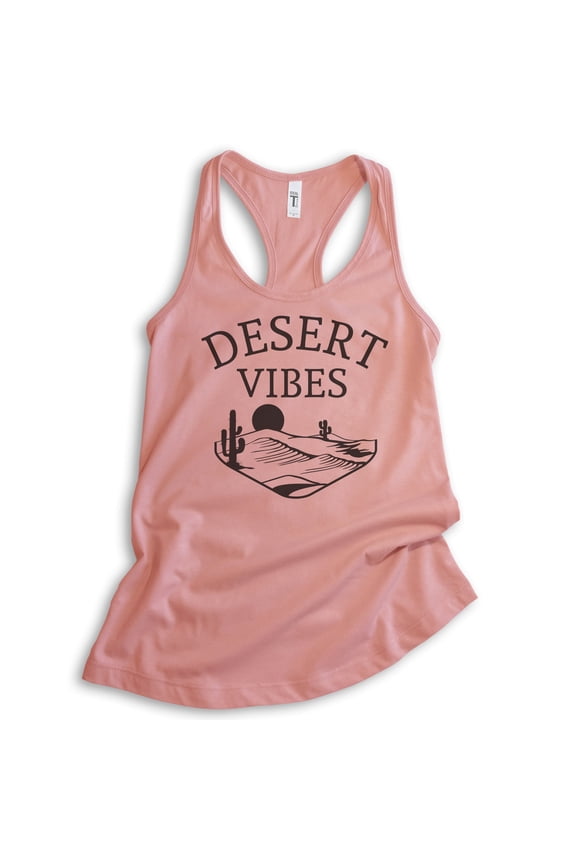 Desert Vibes Tank Top, Ladies Racerback Tank Top, Desert Tank, Camping Tank, Hiking Tank, Mountain Tank, Desert Pink, Small