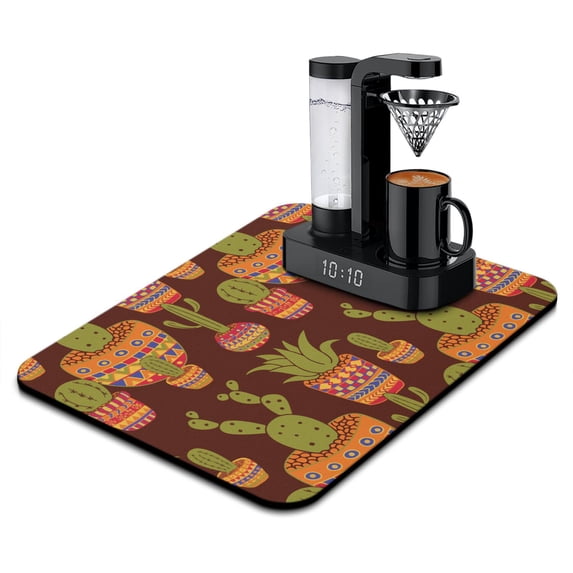Desert Vintage Succulent Coffee Bar Mat Non-Slip Absorbent Kitchen Mat, Cute Kawaii Theme, 15.7 x 23.6 Inch