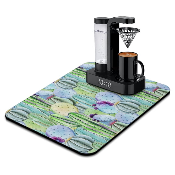 Desert Vintage Succulent Coffee Bar Mat Non-Slip Absorbent Kitchen Mat, Cute Kawaii Theme, 15.7 x 23.6 Inch